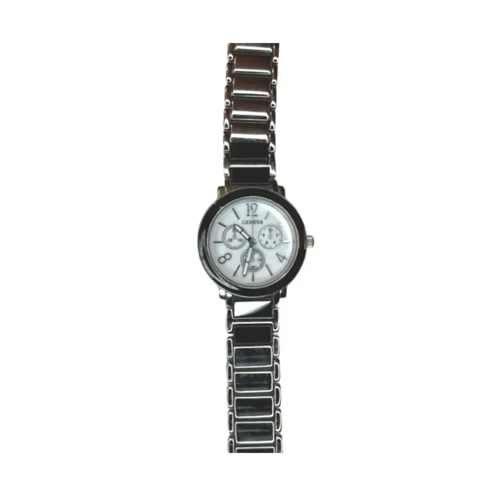 Geneva Stainless Steel Watch Silver Classic Minimalist Accessory